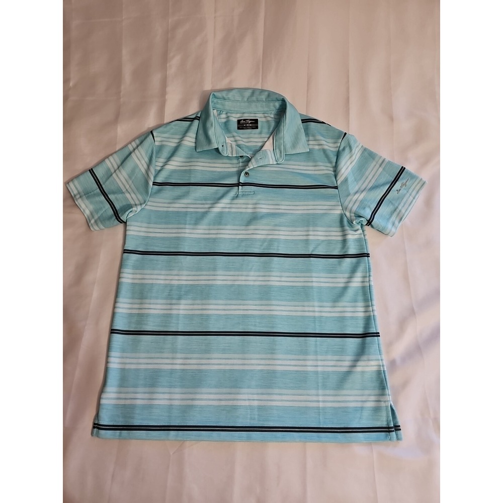 BEN HOGAN Performance Light Blue Stripe Golf Shirt Polo Shirt Women's M New - Picture 1 of 5